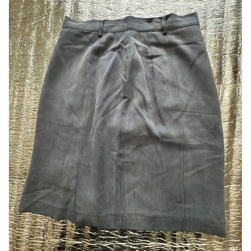 Cypress Grove Grey 100% Silk Herringbone Pencil Skirt Size 6 Tailored Career
